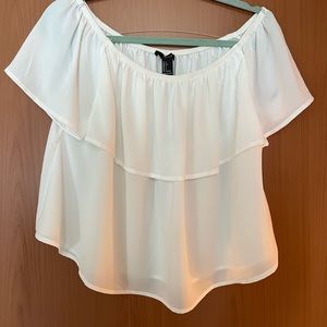 Off the shoulder Short Sleeve White Ruffle Top - Forever 21 - NWT